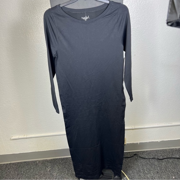 Isabel Maternity Black Sheath Dress Long Sleeve Crew Neck - Picture 1 of 8